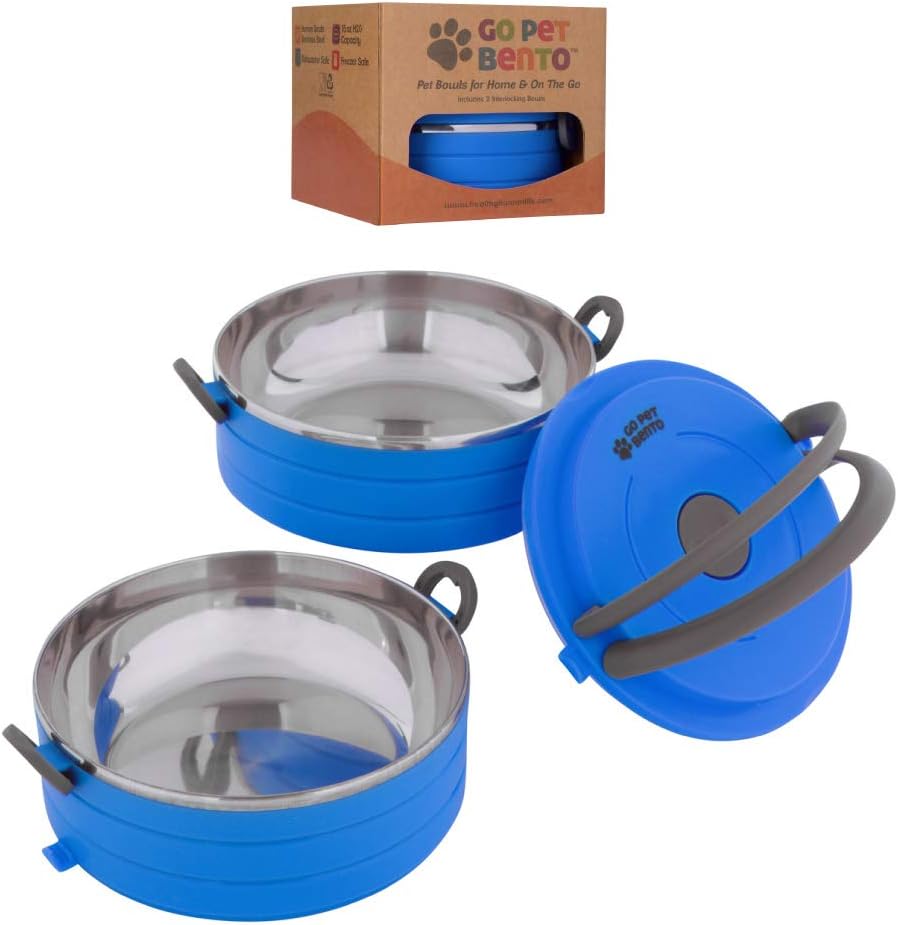 Healthy Human Portable Dog & Pet Travel Bowls with Lid - Human Grade Stainless Steel - Ideal for Food & Water - 3 Sizes & 3 Colors