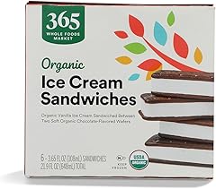 365 by Whole Foods Market, Ice Cream Sandwiches Organic 6 Count, 21.9 Fl Oz