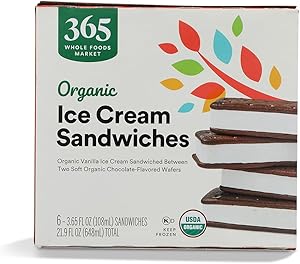 365 by Whole Foods Market, Ice Cream Sandwiches Organic 6 Count, 21.9 Fl Oz