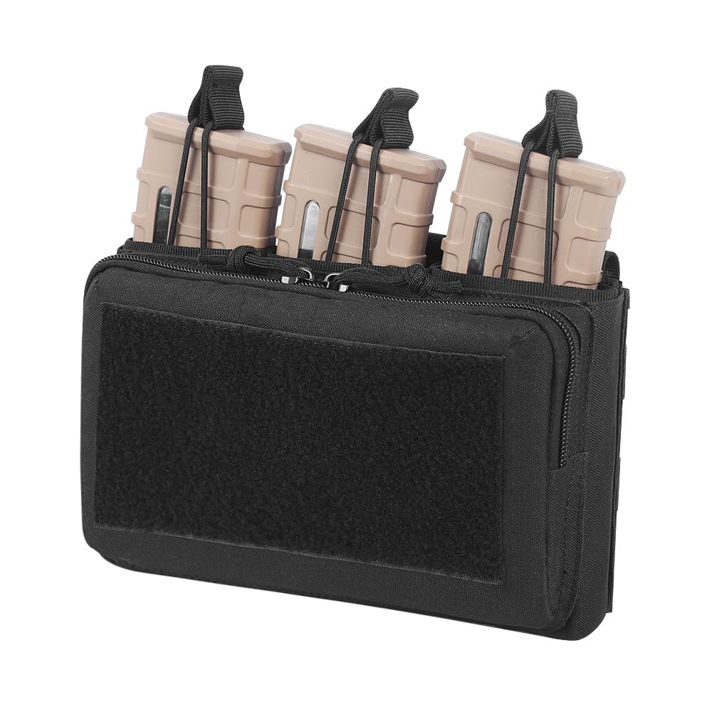 Tactical Mag Admin Pouch, Molle Triple Open Top Mag Pouch with 3 Hook & Loop Patches for 223/5.56 Mag