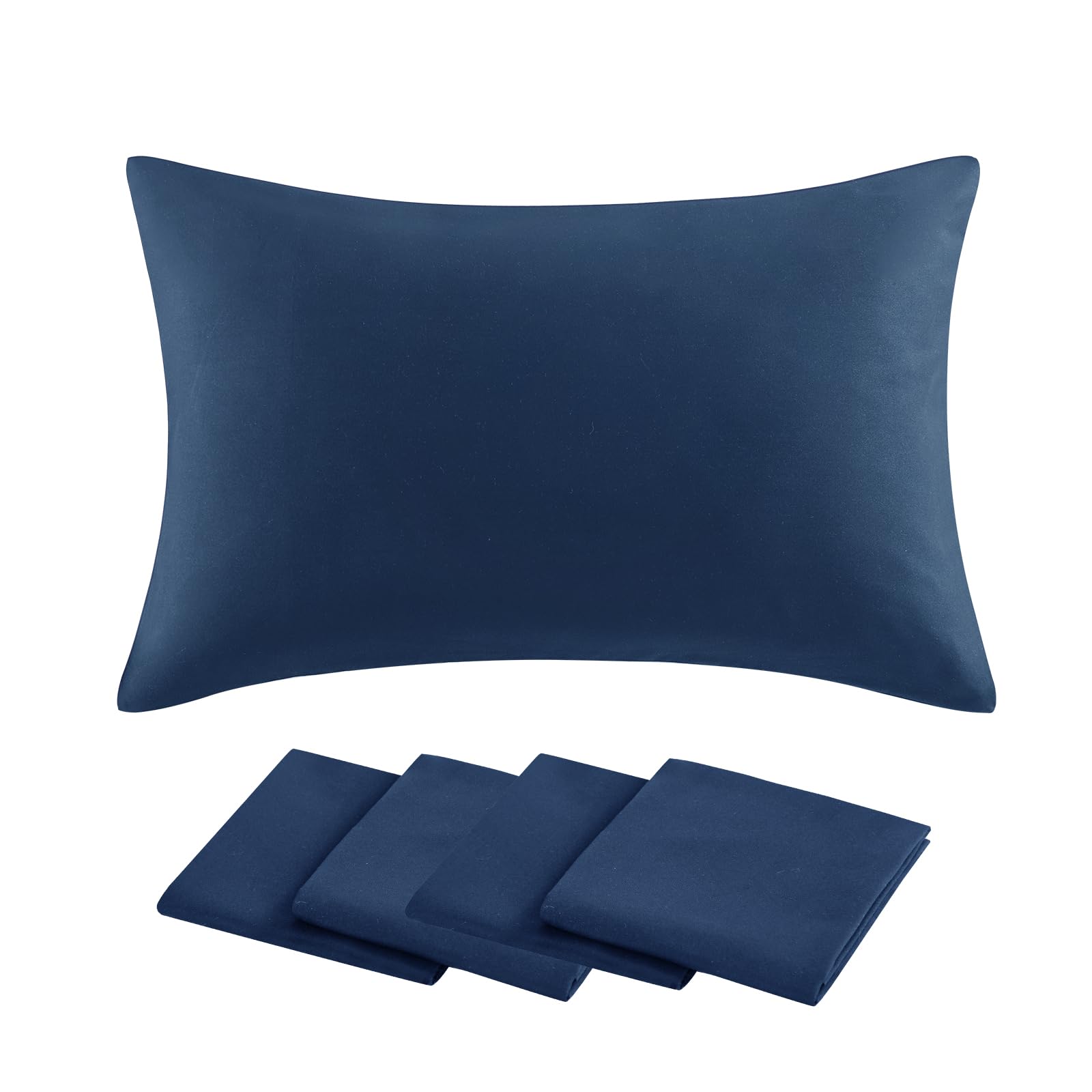 Aisbo Navy Blue Pillow Cases 4 Pack - Navy Blue Standard Plain Pillowcases Set of 4, Soft Microfiber Pillow Cover with Envelope Closure 50x75 cm