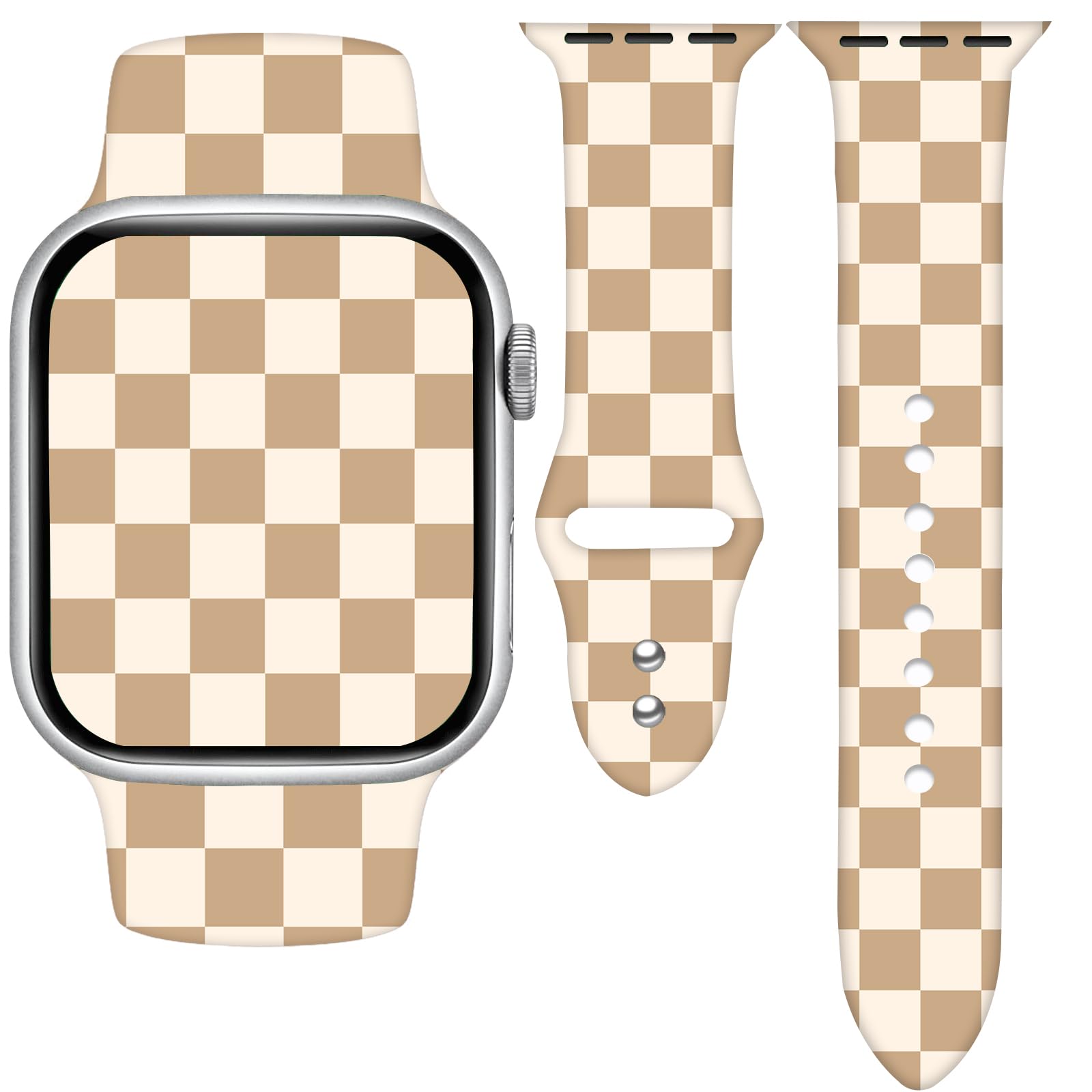 Checkered Holidays Watch Band Compatible with Apple Watch 42mm 44mm 45mm 46mm 49mm for Women Men,Soft Silicone Replacement Wristband for iWatch Series Ultra 10 9 8 7 6 5 4 3 2 1 SE