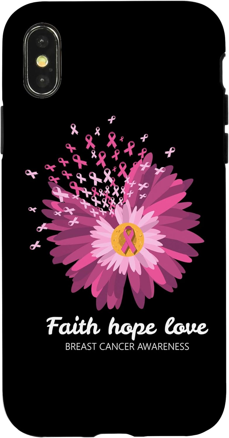Amazon Com Iphone 11 Faith Hope Love Breast Cancer Awareness Pink Flower Survivor Case