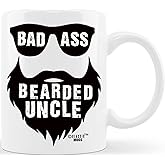 Classic Mugs Bearded Uncle Coffee Mug – Funny Gift for Uncle, Tio, Brother, or Hermano – Novelty Beard Tea Cup from Niece, Nephew, Sister, Mom, or Dad for Birthday, Christmas, or Father's Day