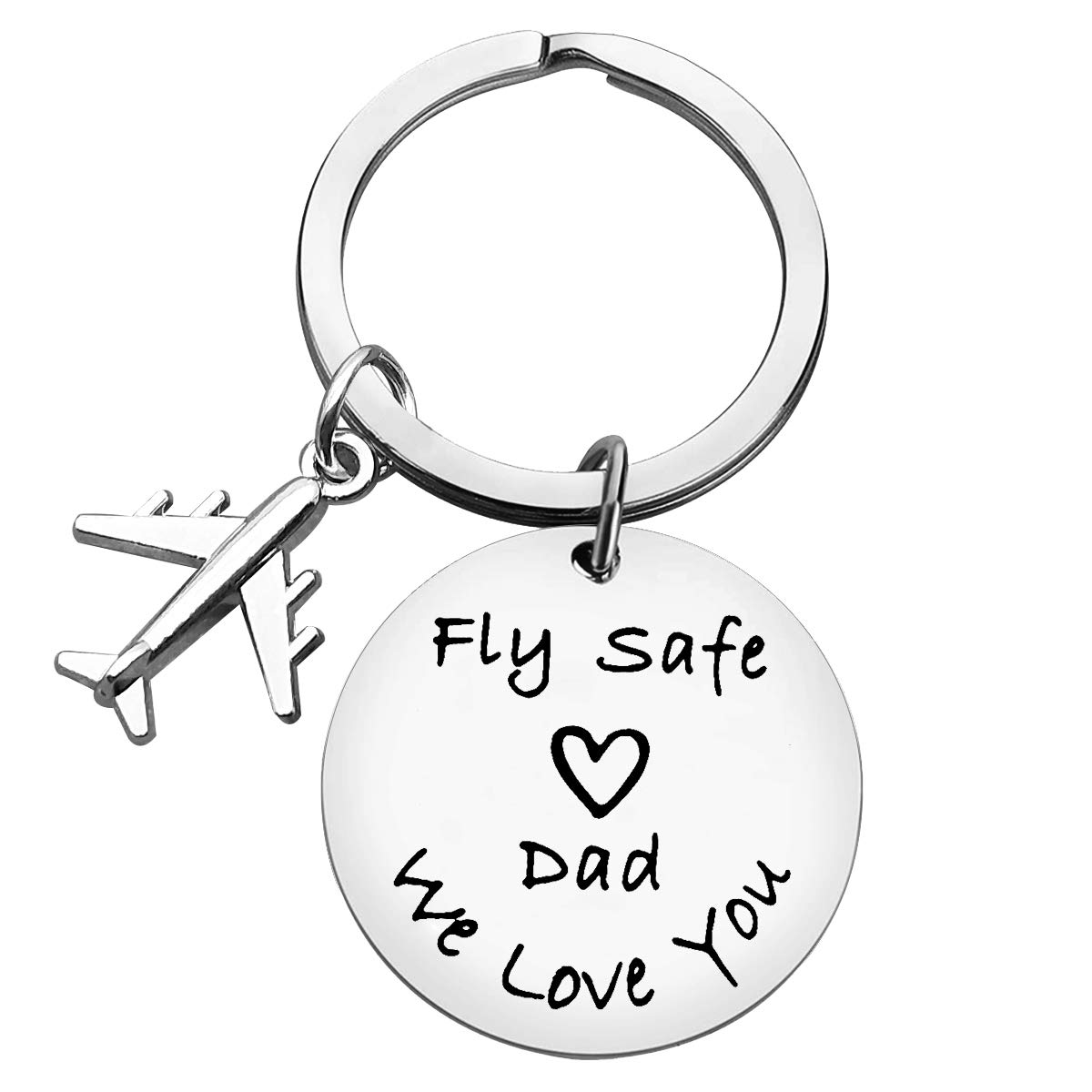 Father's Day Keychain Gifts Pilot Dad Gifts Keyring Fly Safe Dad We Love You Christmas Gifts for Pilot Dad Long Distance Key Ring for Pilot Daddy for Birthday Traveler Gift for Pilot Dad Men