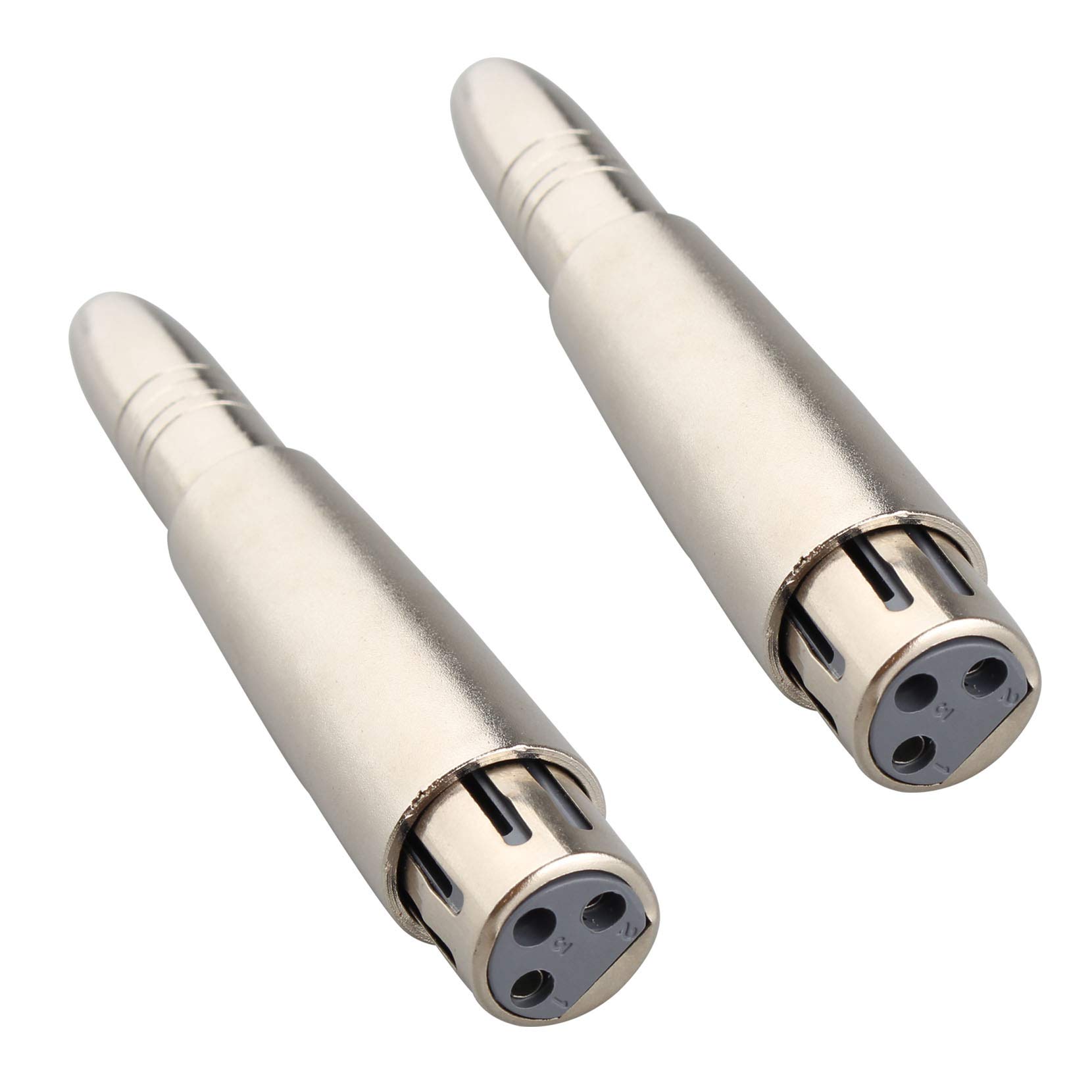 Jopto 2PCS 3 Pin XLR Female to 6.35mm Female Balanced Jack Socket High Performance Stereo Audio Microphone Mic Metal Adapter Converter Connector XLR to 6.35mm Adapter Silver for Microphone