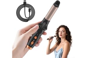LNSTN Cordless Curling Iron Hair Curler: Mini USB Rechargeable 4000 mAh 3 Temp Setting Travel Portable Hair Curler with 200 Million Negative Ion Cordless Curling Iron