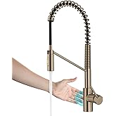 KRAUS Oletto Touchless Sensor Commercial Pull-Down Single Handle Kitchen Faucet with QuickDock Top Mount Assembly in Spot Free Antique Champagne Bronze, KSF-2631SFACB