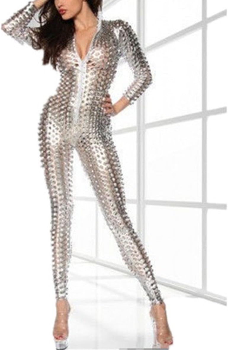 LAFIZZLE Plus Size Women PVC Catsuit Faux Leather Latex Bodysuit