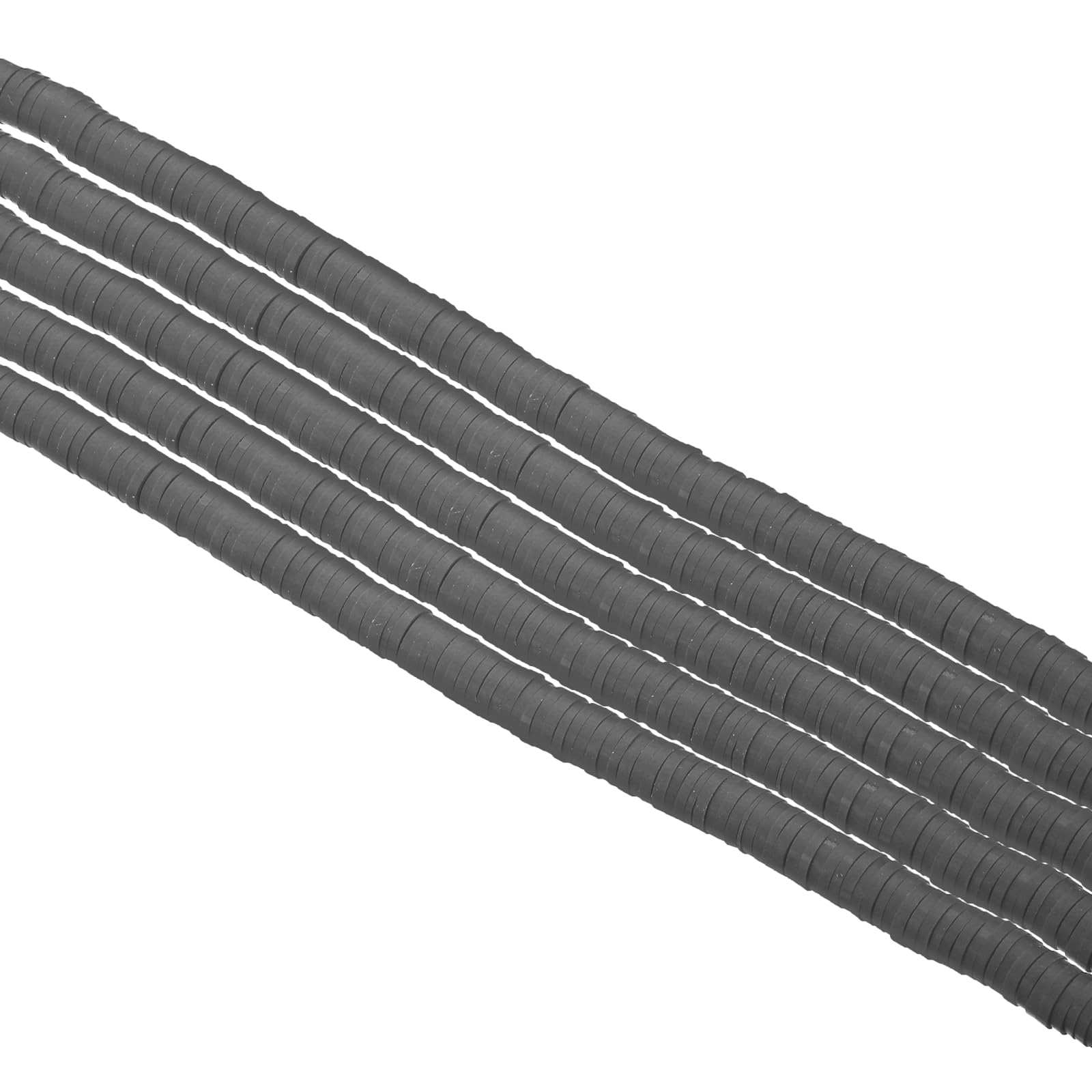 PATIKIL 6mm Polymer Clay Beads Spacer, 1750Pcs 5 Strands Round Flat Handmade Bead Spacer for Craft Home Decor Chain Bracelets Jewelry Making, Dark Grey