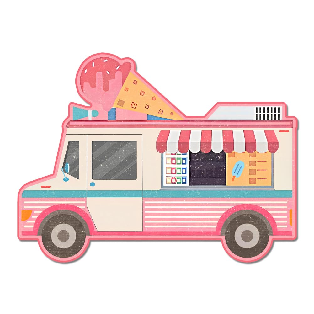 GLOBLELAND Ice Cream Truck Vintage Metal Tin Sign Retro Ice Cream Truck Plaque Poster Metal Wall Decorative Tin Signs for Home Kitchen Restaurant Coffee Shop Club Bar Decoration