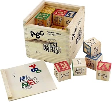 Generic ABC 123 Wooden Blocks Letters Numbers with Box Storage Case, Wooden (27 Pieces)