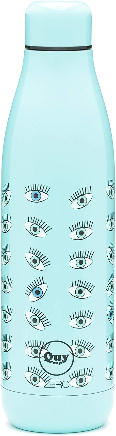 QUY CUP. Eyes. Zero Thermal Bottle. 17oz. (500ml). Vacuum Insulated. For Hot and Cold Beverages. Unique Italian Design. Double Walled Stainless Steel Thermo