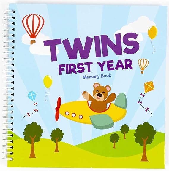 Twins First Year Hardcover Memory Book Bear Edition Newborn Babies 1st Year Journal And 