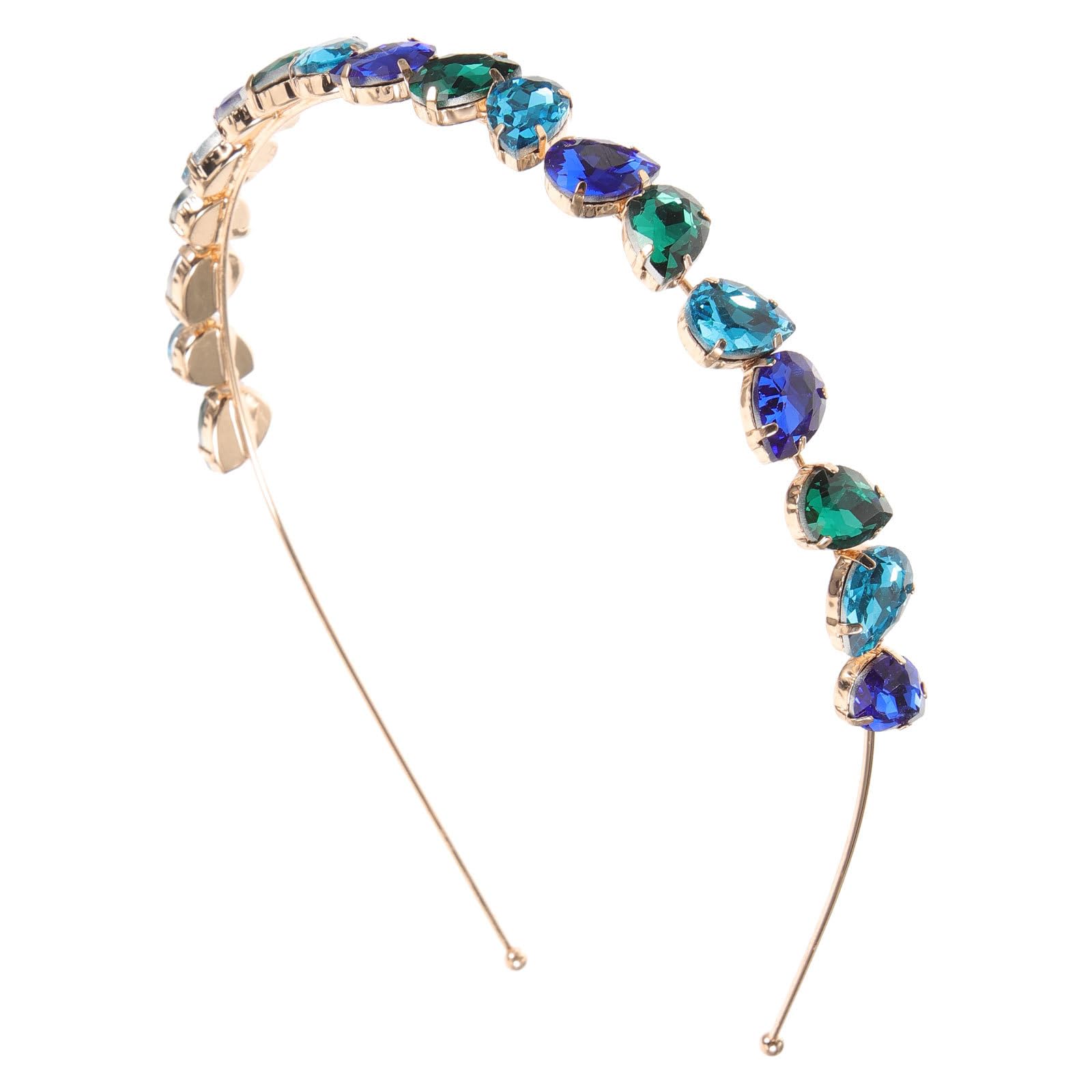 minkissy Glass Brick Hair Clip Rhinestone Embellished Hairpin Elegant Blue Green Crystal Hair Accessory for Women Girls 6.3X4.9 Inches