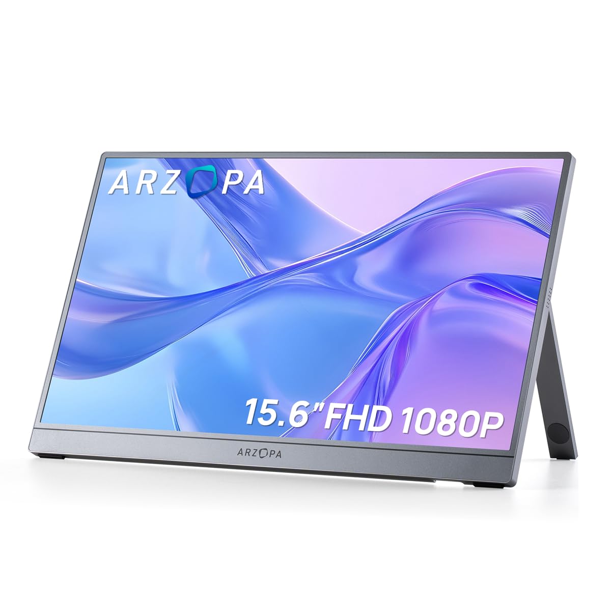 Photo 1 of ARZOPA Portable Monitor 15.6'' FHD 1080P - Ultra-Slim Portable Laptop Monitor with Kickstand - IPS Display for PC, MAC, Phone, Xbox, PS5 - USB C & HDMI Connectivity - A1 Gray