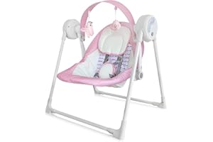 KIDSVIEW Electric Portable Baby Swing, Swings for Infants to Toddler with Intelligent Music Vibration Box, Swing 6-25 lb, 0-12 Months, Folds Easy Travel, Pink