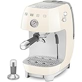 Smeg ECF03 Made in Italy Retro Espresso Machine with Cold Brew, 15 Bar Pump, Thermoblock Heating, Steam Wand, Adjustable Temperature, 47 oz Water Tank- (Cream)