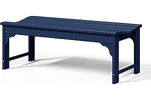WestinTrends Malibu Outdoor Bench, All Weather Resistant Poly Lumber Backless Patio Garden Bench, Adirondack Curved Bench Seat for Comfort, Navy Blue
