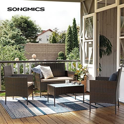 Set di Mobili da Giardino in Polyrattan, Salotto da Giardino, Mobili in Stile Rattan PE, per Patio Balcone Cortile, Marrone e Talpa GGF004K05