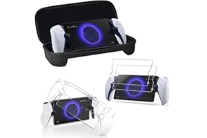 AriKroii 3 in 1 Accessoris Set Compatible with PlayStation Portal, EVA Carrying Case for PS5 Portal, Transparent housing for PS5 Portal, 2 Pack Screen Protector, Ps Portal Accessories