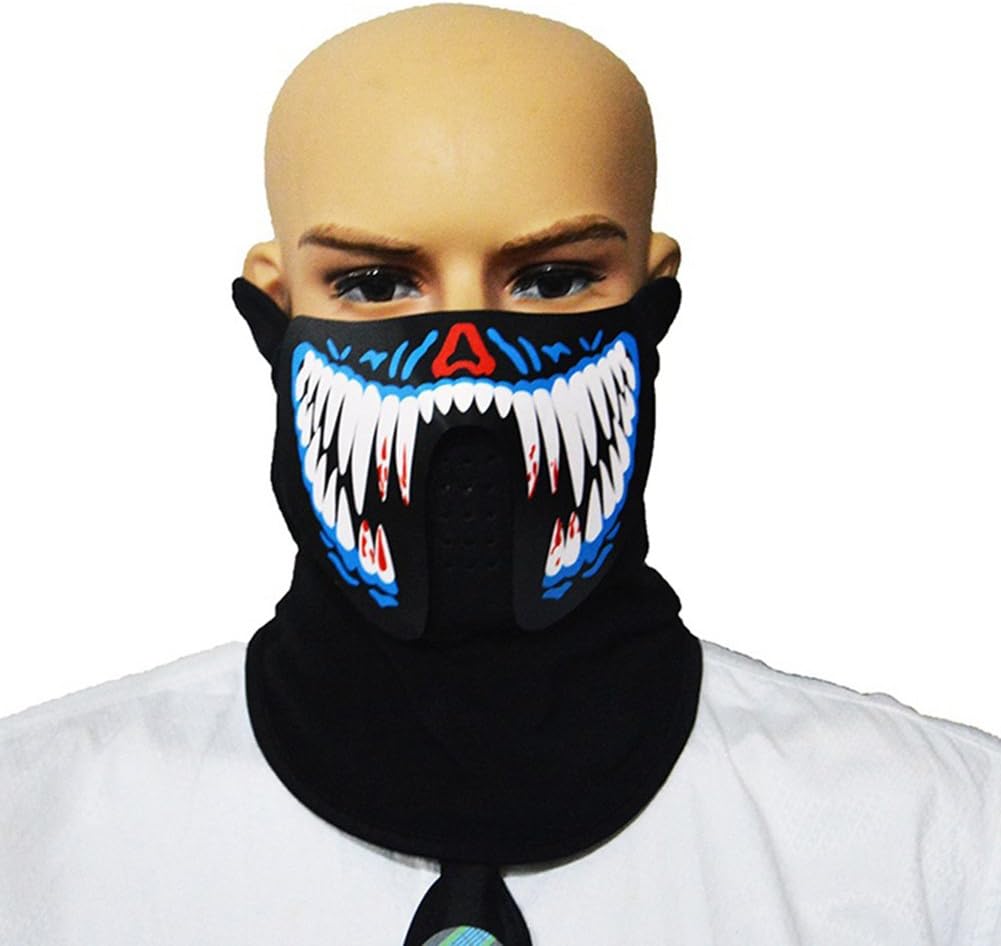 shakeball LED Luminous Voice Control Lighting Cosplay Party Flashing Face Mask (1#)