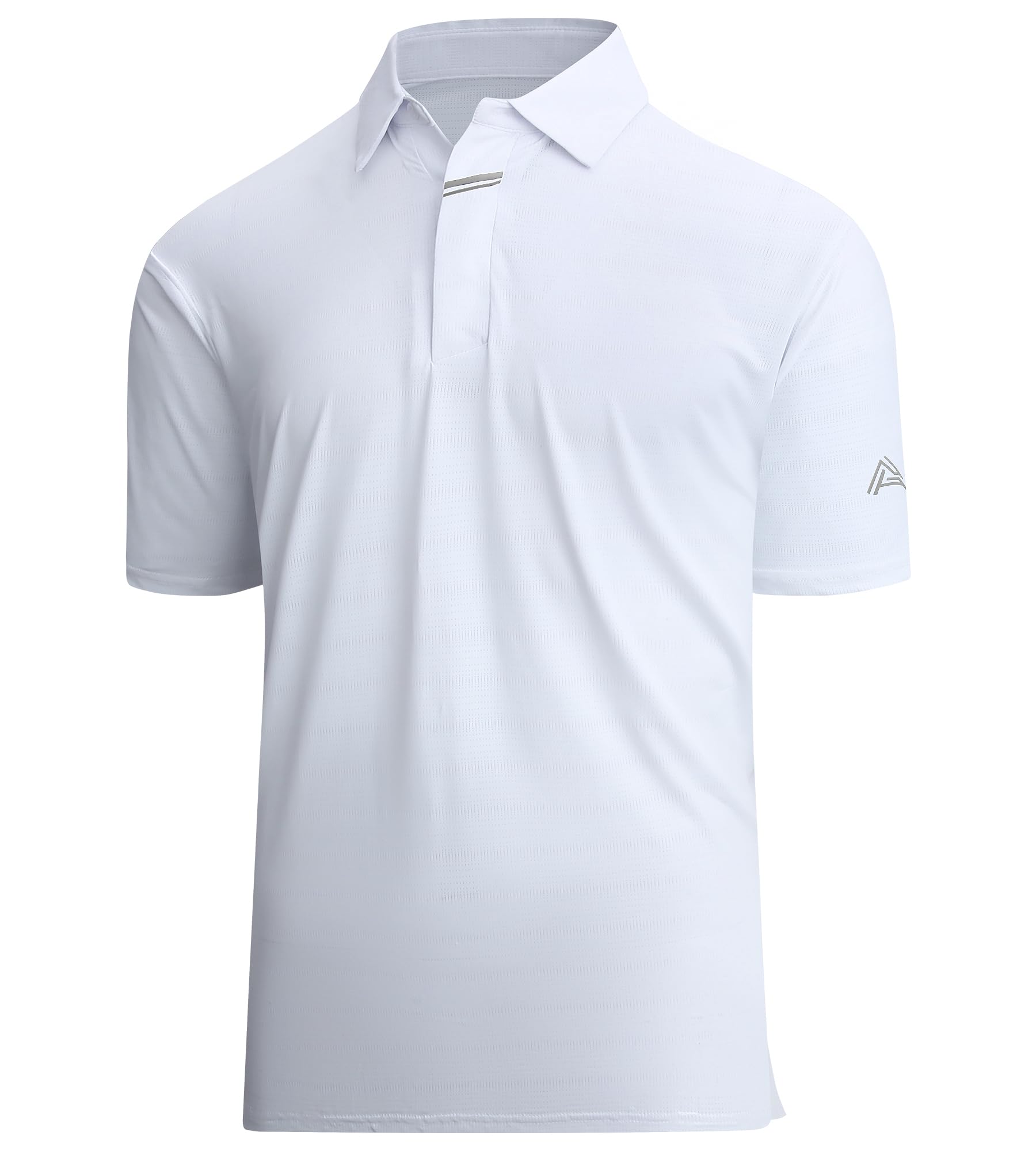 Photo 1 of Esabel.C Jacquard Golf Shirts for Men Moisture Wicking Short Sleeve Performance Dry Fit Active Mens Polo Shirts,White,S