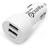 Aduro POWERUP 3.1 Amps/10W Dual USB Port Rapid Car Charger for Apple iPhone 4 / 4S / 5 / 5S / 5C / 6, iPad 2 / 3 / 4 / Air, Samsung Galaxy S3 / S4 / S5 / Note 2 / Note 3, Motorola DROID Razr Maxx, LG, HTC One / M8 (Retail Packaging) White