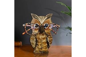 Kahbin 2023 Handmade Animal Glasses Storage Rack, 5.9" Wooden Animal Glasses Holder, Handmade Eyeglass Holder, Sunglasses Spectacle Display Rack for Home Decor Christmas Birthday Gifts (Owl)