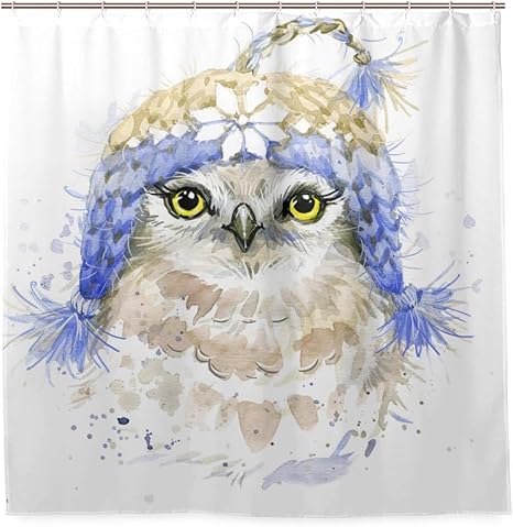 Amazon Kapanou防水 シャワーカーテン かわいいフクロウ水彩イラストファッションデザイン かわいいシャワーカーテン ユニットバス バスルーム 芸術の装飾 180cmx180cm バスフック付き 取り付け簡単 シャワーカーテン ホーム キッチン オンライン通販