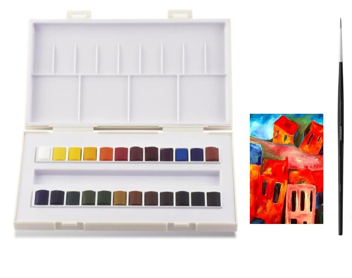 Sennelier Water Colour Paints - 24 Half Pans,Made in France