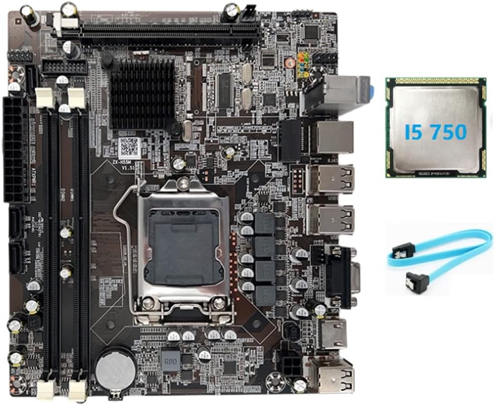 FUNYEE H55 Motherboard LGA1156 + I5 750 CPU DDR3 SATA Cable