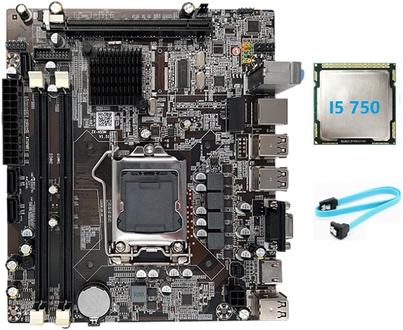 FUNYEE H55 Motherboard LGA1156 + I5 750 CPU DDR3 SATA Cable