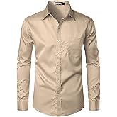 ZEROYAA Men's Urban Stylish Casual Business Slim Fit Long Sleeve Button Up Dress Shirt with Pocket