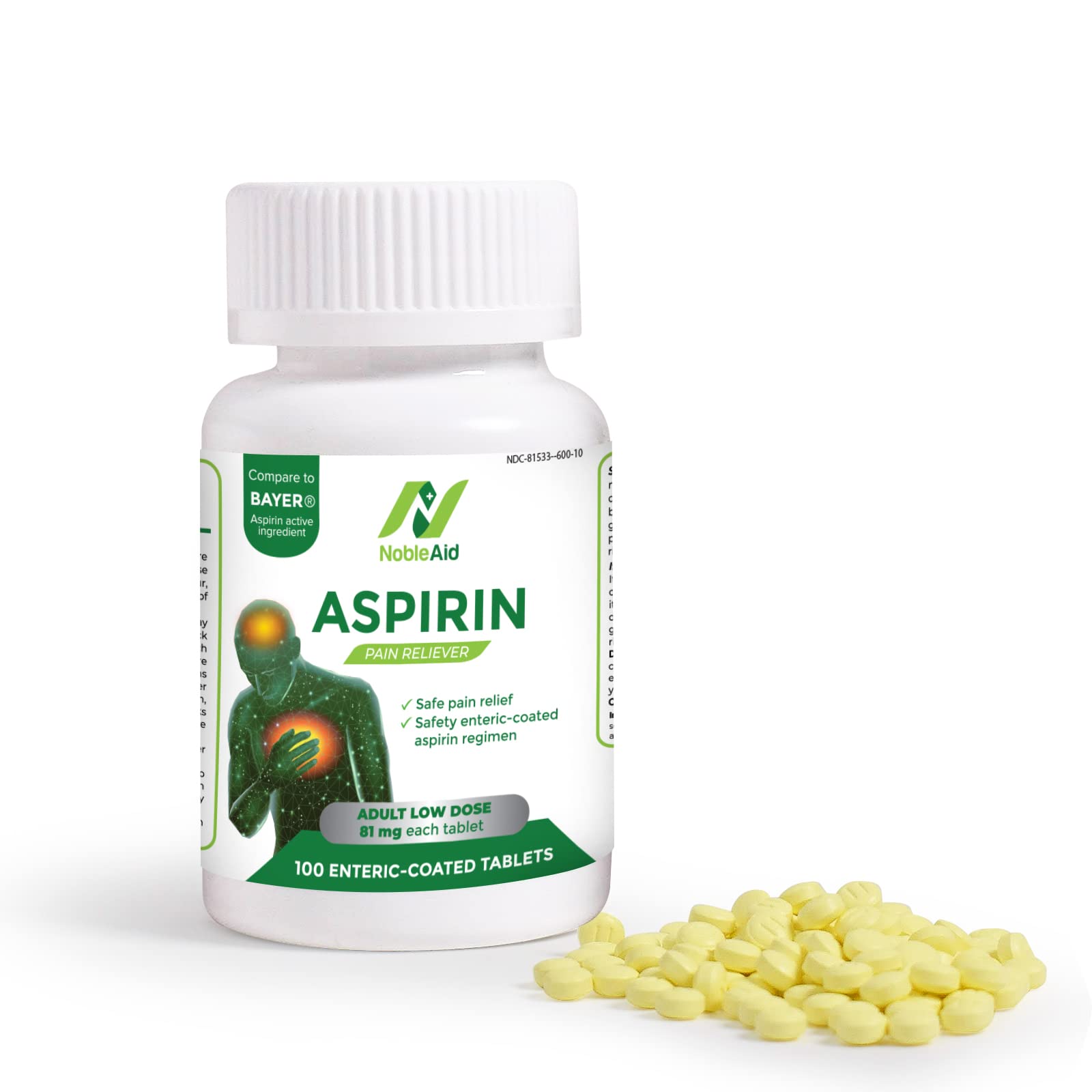 Mua Pure Low Dose Baby Aspirin 81mg for Adults, 100 Count Enteric Coated Aspirin Tablets for Men