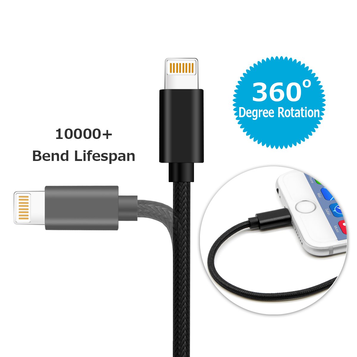 Câble USB Type C vers Lightning,Hunda [Lot de 2] 1m Câble de Donnée pour iPhone iPad Connecteur Apple Macbook 2015,Macbook pro 2016,Google Chromebook,HP Pavilion X20,Nokia N1 Tablette et plus
