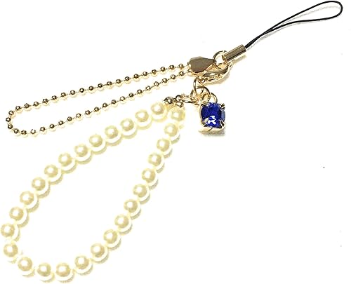 Amazon Co Jp Eight Channel パールベルトの携帯ストラップ ストーンカラー サファイヤカラー ジュエリー