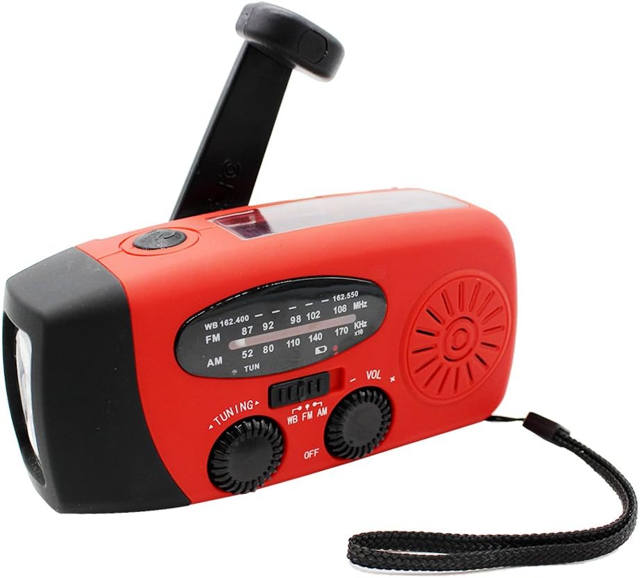 RunningSnail Solar Power Hand Crank Emergency AM/FM/NOAA Weather Radio with LED Flashlight and Cell Phone Charger
