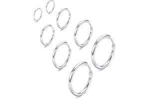 GABRY&JWL 316L Surgical Stainless Steel Huggie Hoop Earrings 6mm 8mm 10mm 11mm 12mm 14mm Hypoallergenic Earrings Hoop Cartilage Helix Lobes Hinged Sleeper Earrings For Men Women