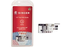 SINGER 1/4" Presser Foot with Guide for Perfect Seam Allowances | Ensures Accurate 1/4” Stitching, Red Markings for Precision Starts & Finishes | Ideal for Quilting, Patchwork & Craft Projects