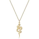 MEVECCO Dainty Gold Snake Necklace for Women 18k Gold Plated Snake Charm Pendent Necklace Minimalist Delicate Handmade Boho Jewelry For Her