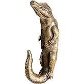 TUTURA LUTSS Crocodile Brass Hanger Holders Storage Racks. Handcraft Hooks for Hanging Coats Towels Keys Hats Purse Backpacks. Unique Design Gift