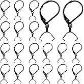 SUNNYCLUE 1 Box 40Pcs Leverback Earring Hooks Black Earring Hook Bulk Metal 304 Stainless Steel Dangle Ear Wires Findings with Ice Pick Pinch Bails for Earrings Jewelry Making DIY Crafts Supplies