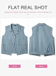Dokotoo Vests for Women Lapel Button-down Pockets