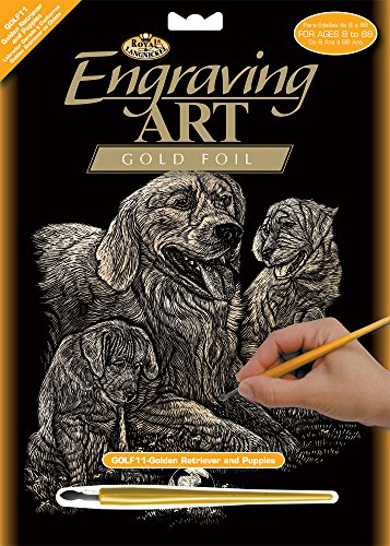 Royal Brush GOLFOIL-11  Gold Foil Engraving Art Kit, 8 by 10-Inch, Golden Retriever and Puppies