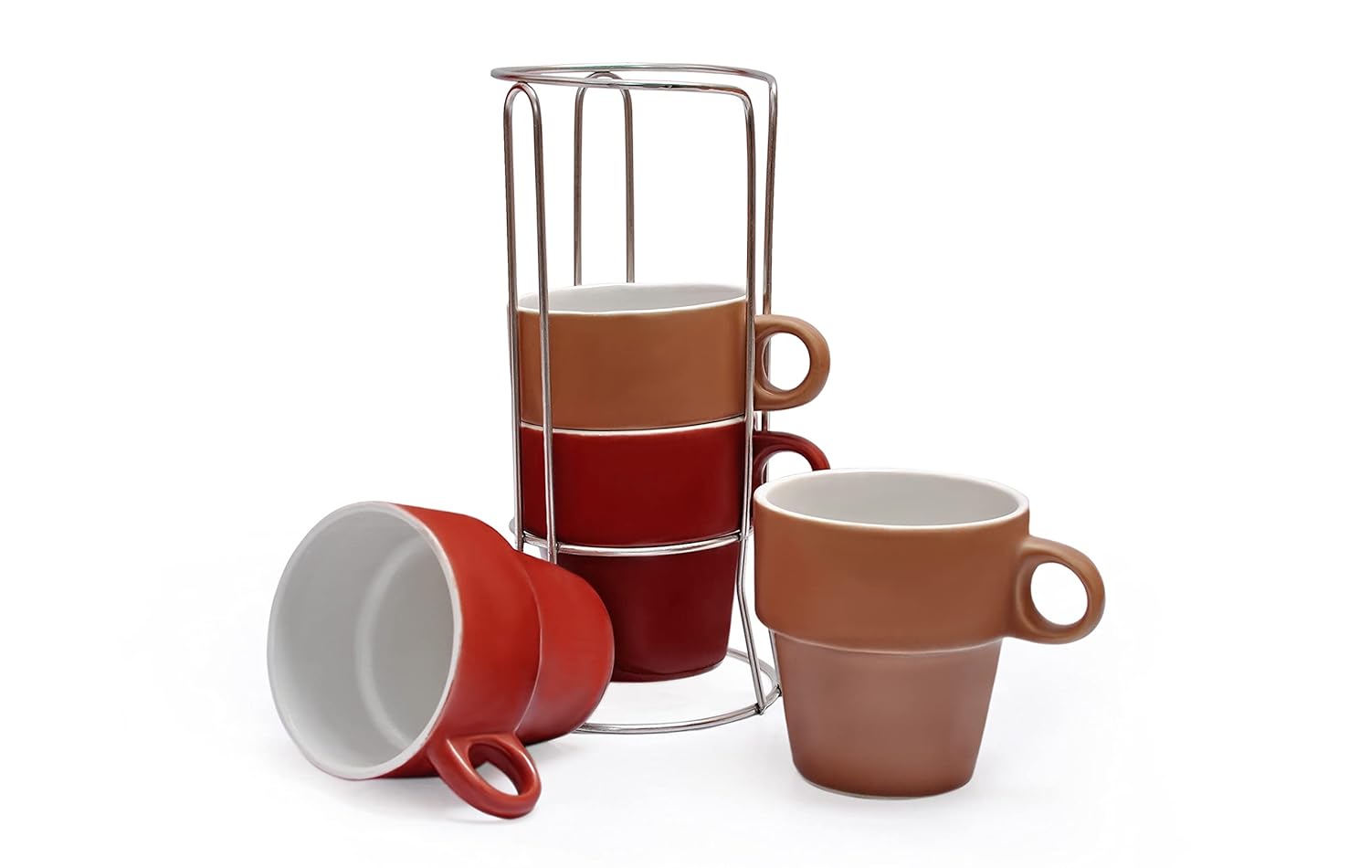 Buy Your Style Ceramic Coffee Mug with Stand, 200ml, Set of 4