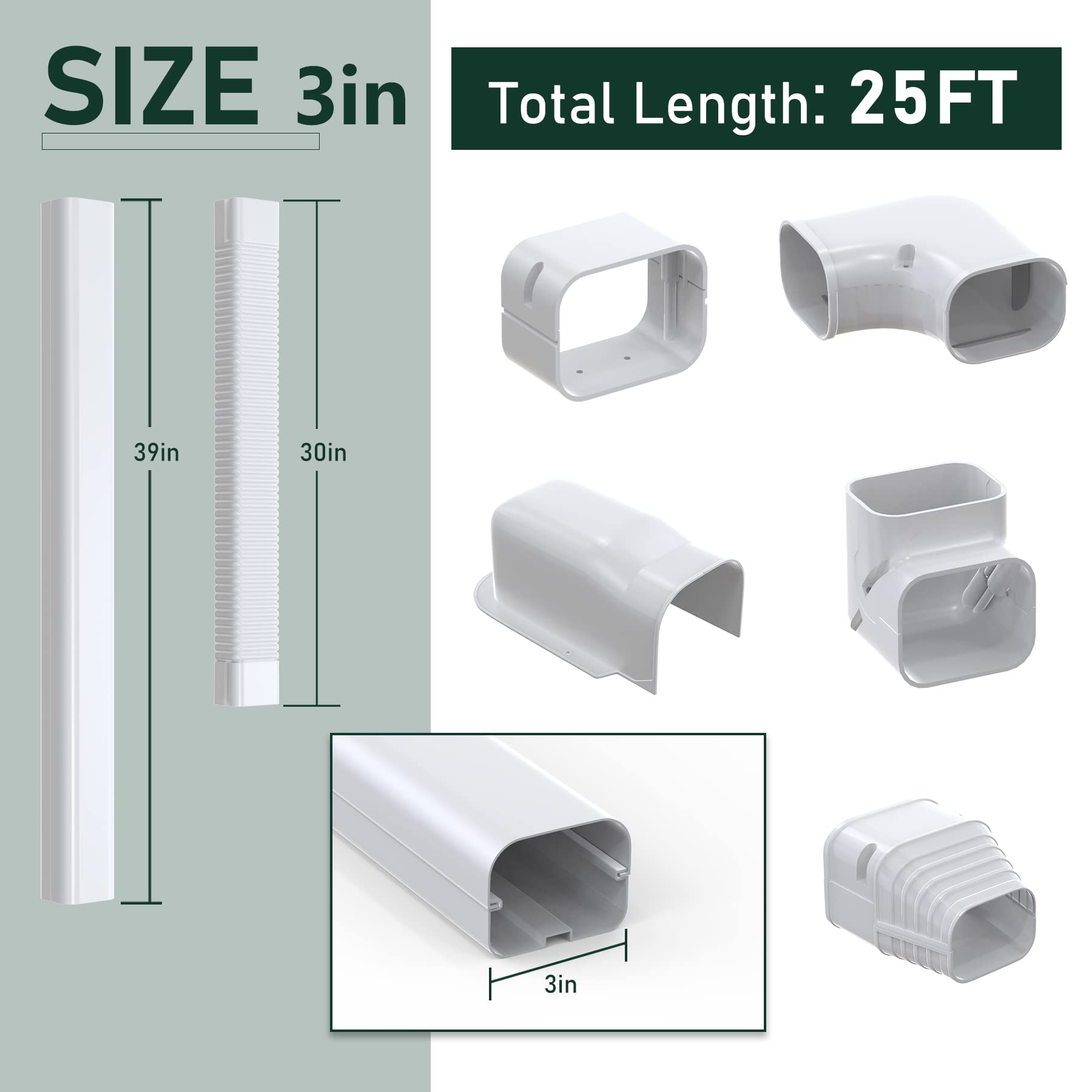 Mua Flehomo Mini Split Air Conditioner PVC Line Set Cover Kit, 3
