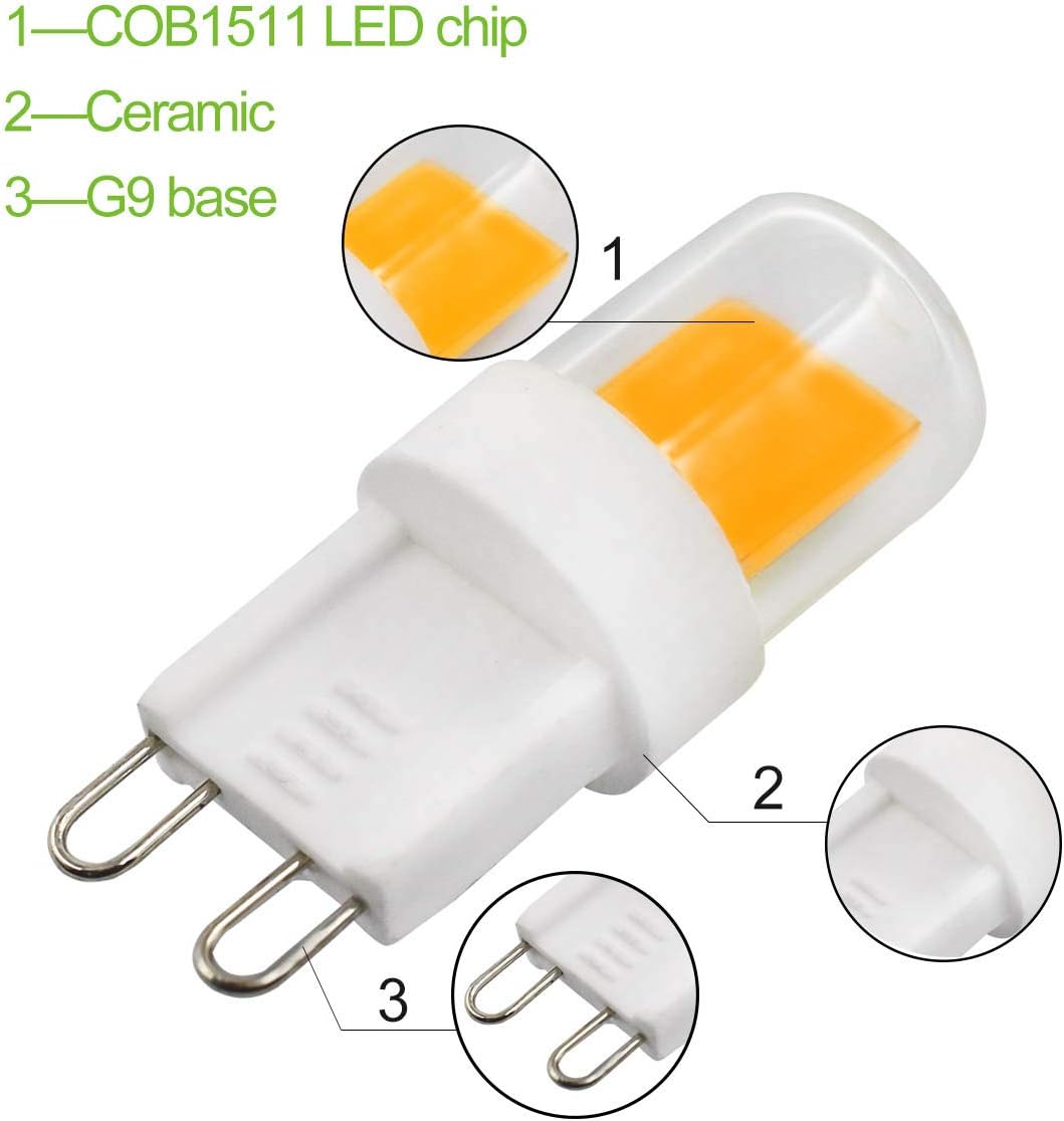 G9 LED Ceramic Base Light Bulbs Small Size 2W Equivalent to 20W 25W 28W Halogen Bulbs Clear Capsule 230V Replacement for Hood Light Ceiling Light Fittings G9 Bi-Pin Base Warm White 3000K (5 Pack) - Image 4
