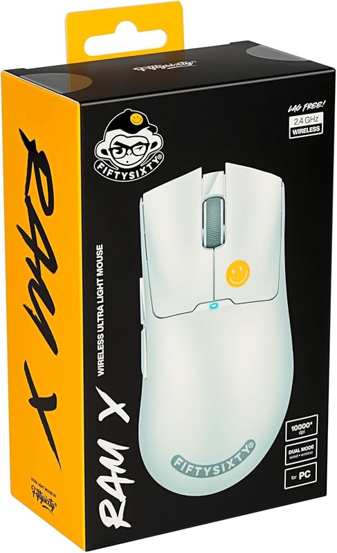 FiftySixty RAM X Ultraleichte kabellose Gaming-Maus, Weiß