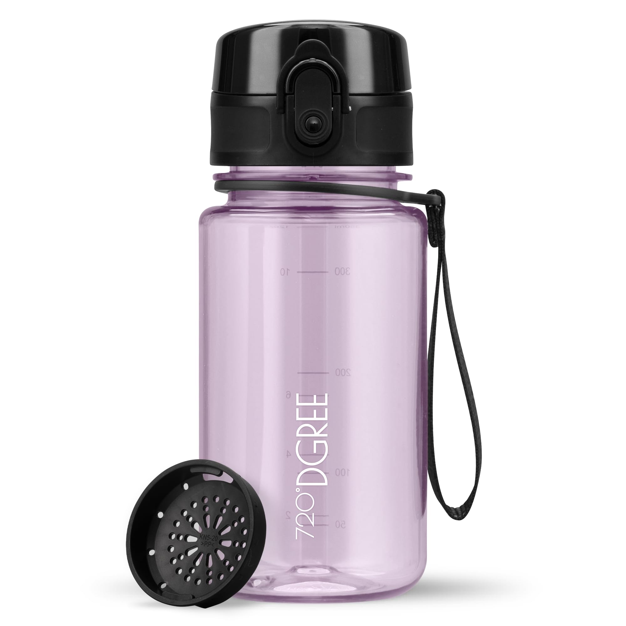 720°DGREE Water Bottle Kids 350ml “uberBottle“ crystalClear +Sieve - BPA-Free Tritan, Leakproof, Reusable Drinking Bottle - Waterbottle for Children from 2 Years, Kindergarten, School, Playground